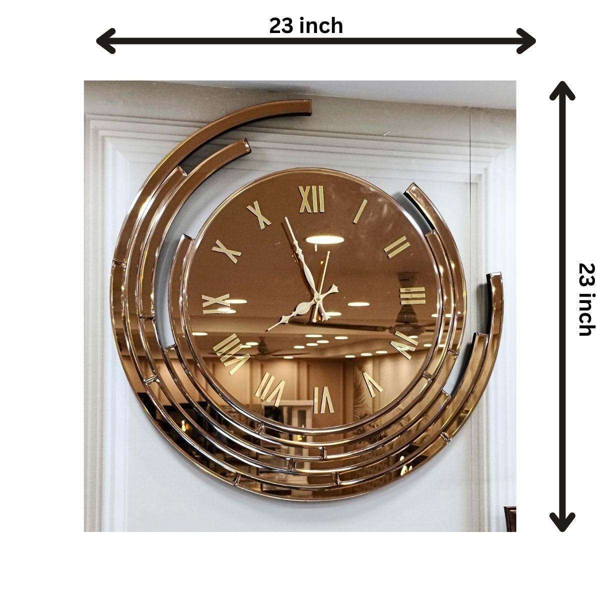 Half Moon Mirror Wall Clock Eclipse Style thumbnail