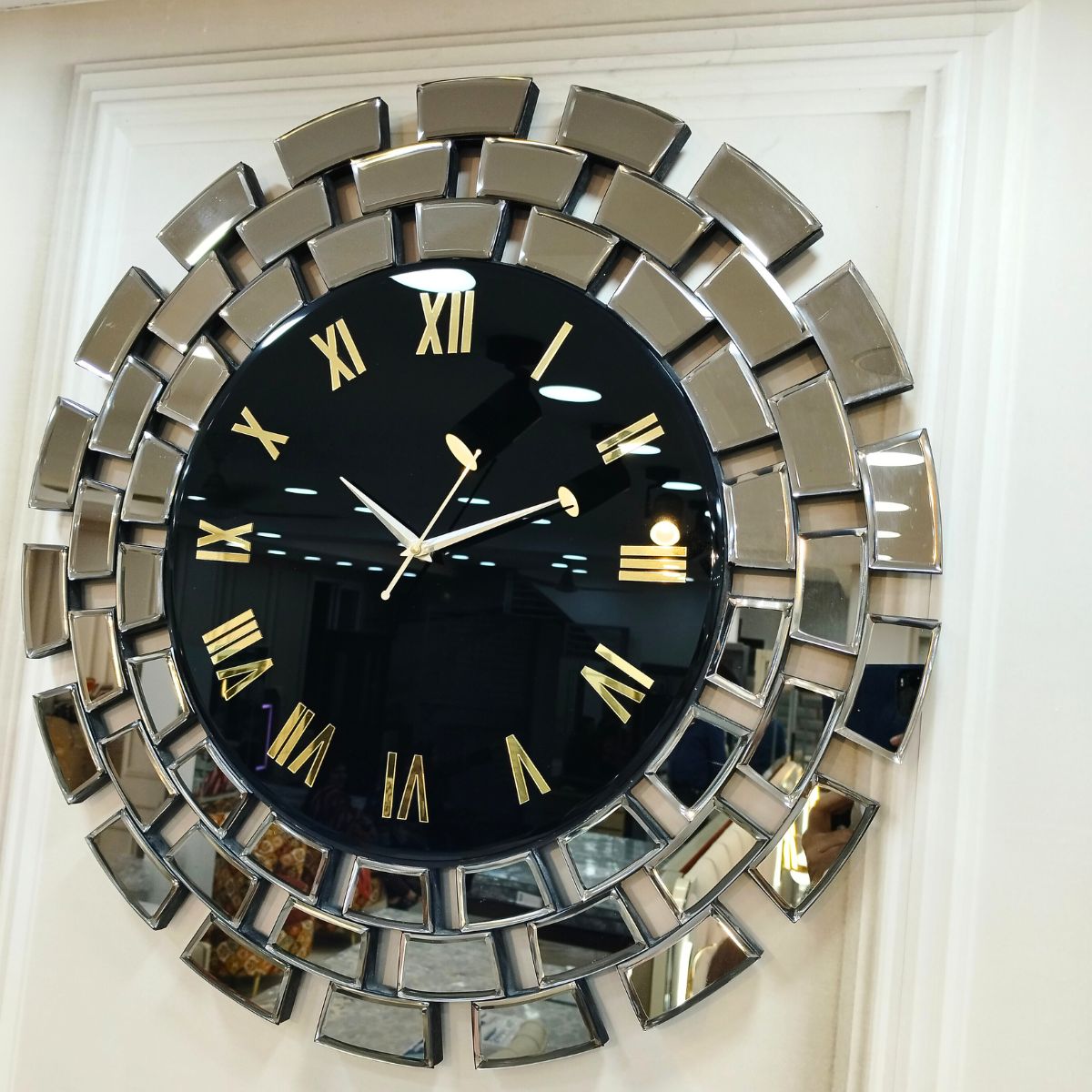 Gitti Style Mirror Wall Clock Round Circle With Black Grey thumbnail