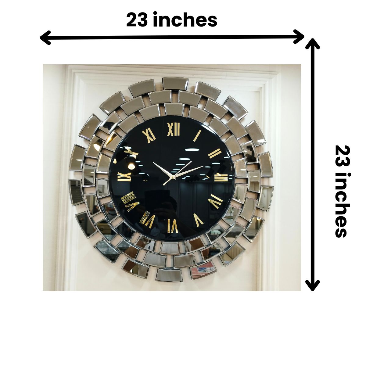 Gitti Style Mirror Wall Clock Round Circle With Black Grey thumbnail