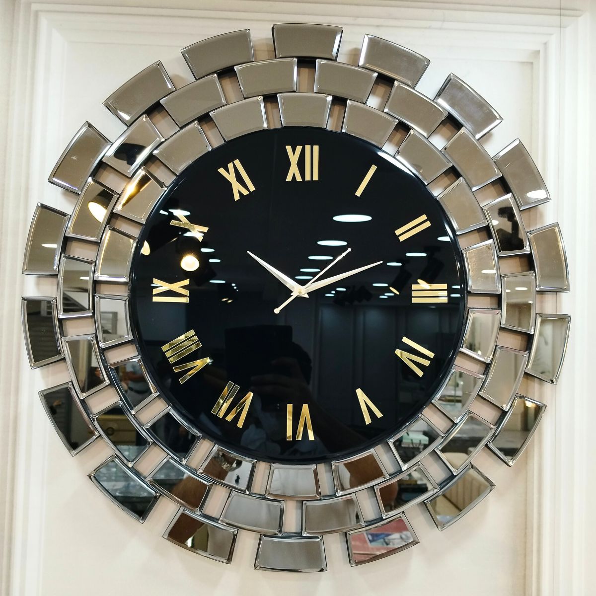 Gitti Style Mirror Wall Clock Round Circle With Black Grey Gitti Style Mirror Wall Clock Round Circle With Black Grey