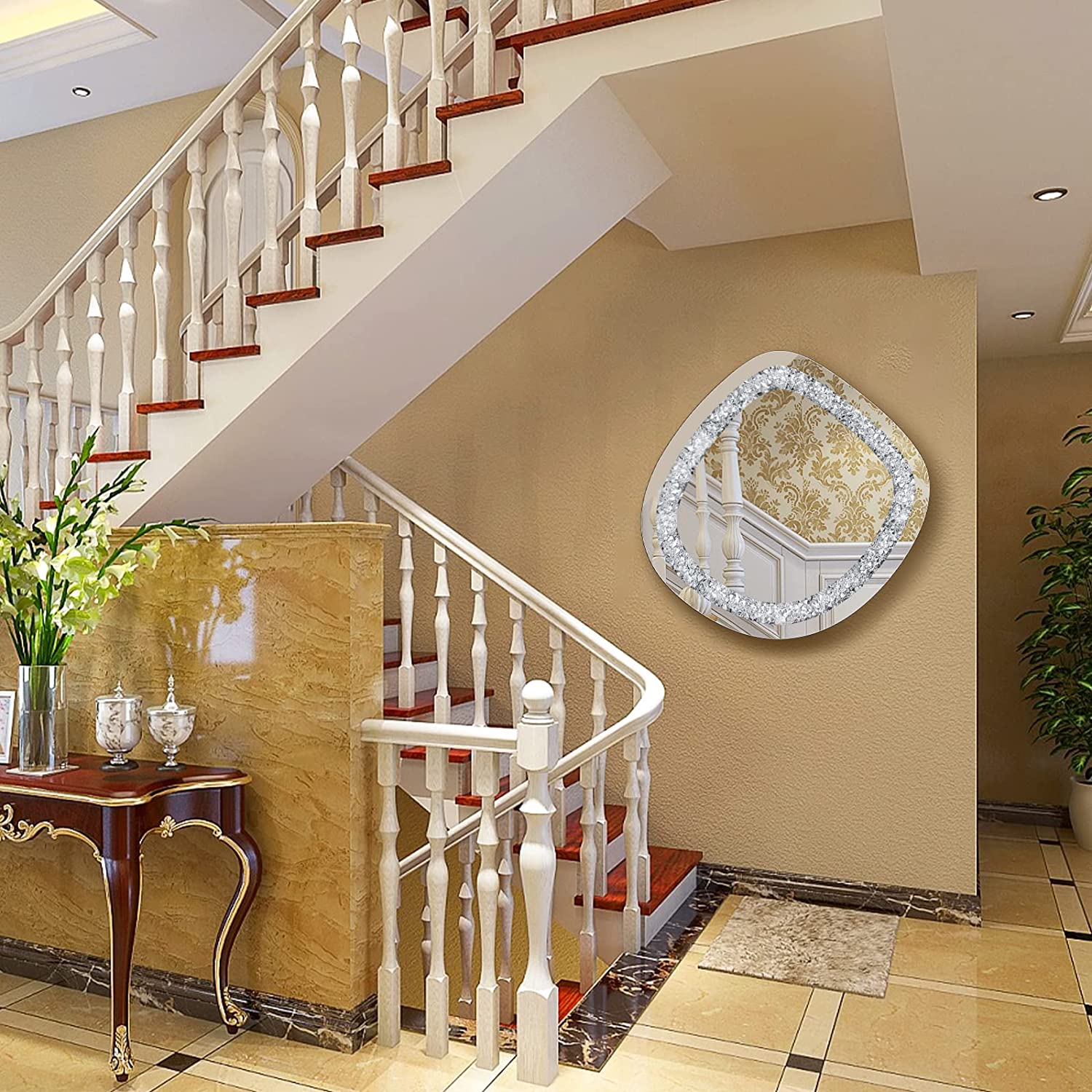 Diamond-Inspired Crystal Wall Mirror Glamorous Home Design thumbnail