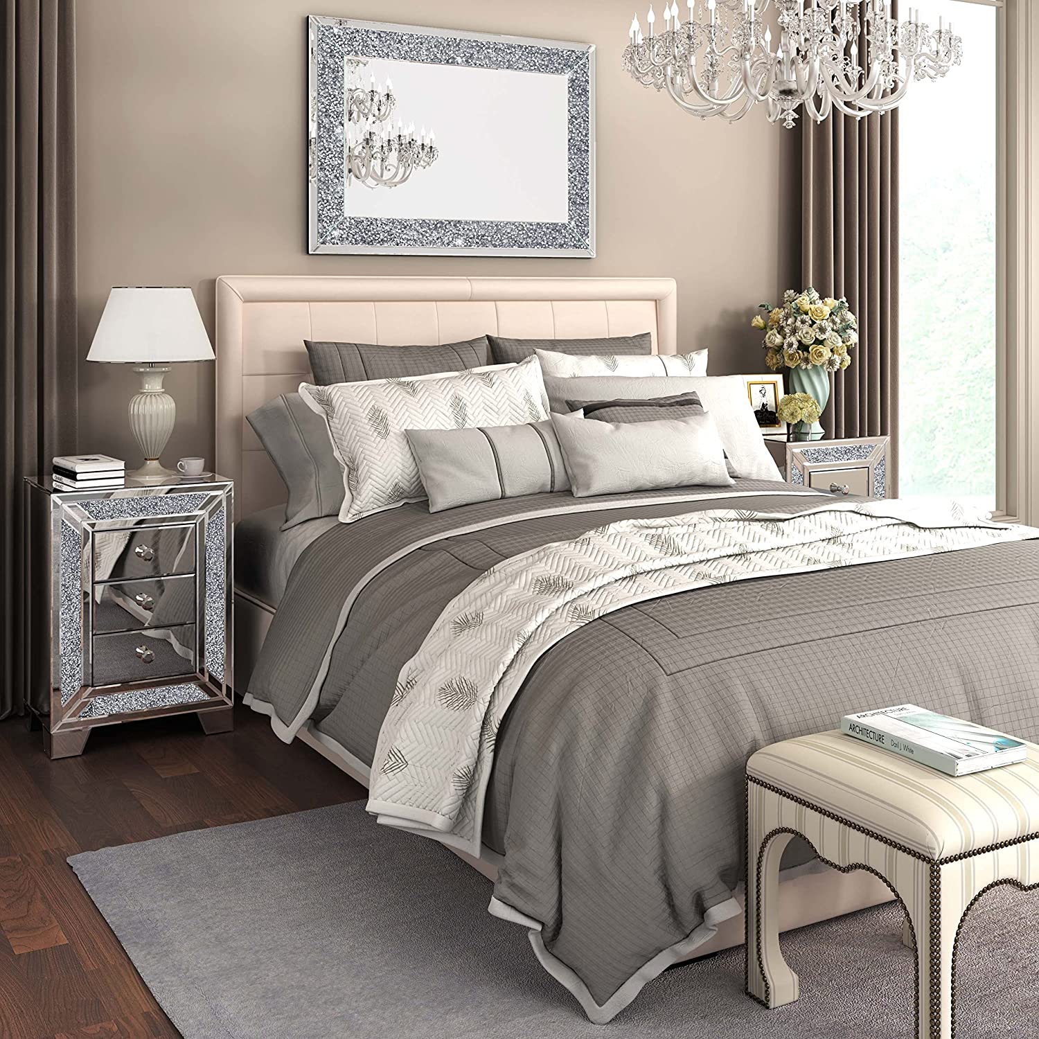 Diamond-Inspired Crystal Wall Mirror With Rectangular Shape  thumbnail