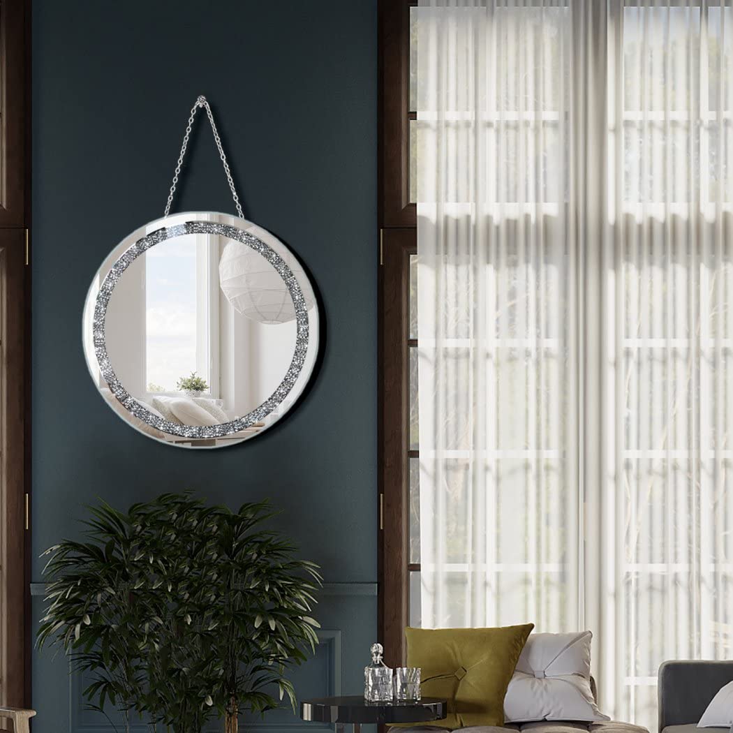 Dazzling Diamond Crystal Wall Mirror Round Shape thumbnail Dazzling Diamond Crystal Wall Mirror Round Shape thumbnail