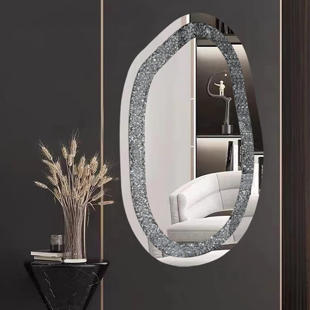 Handcrafted Diamond Crystal Wall Mirror Oval Shape thumbnail