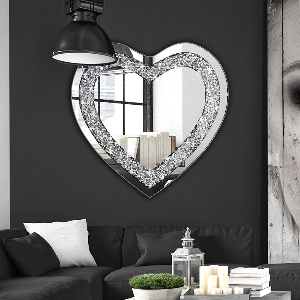  Sparkling Diamond Crystal Heart Design Wall Mirror  thumbnail