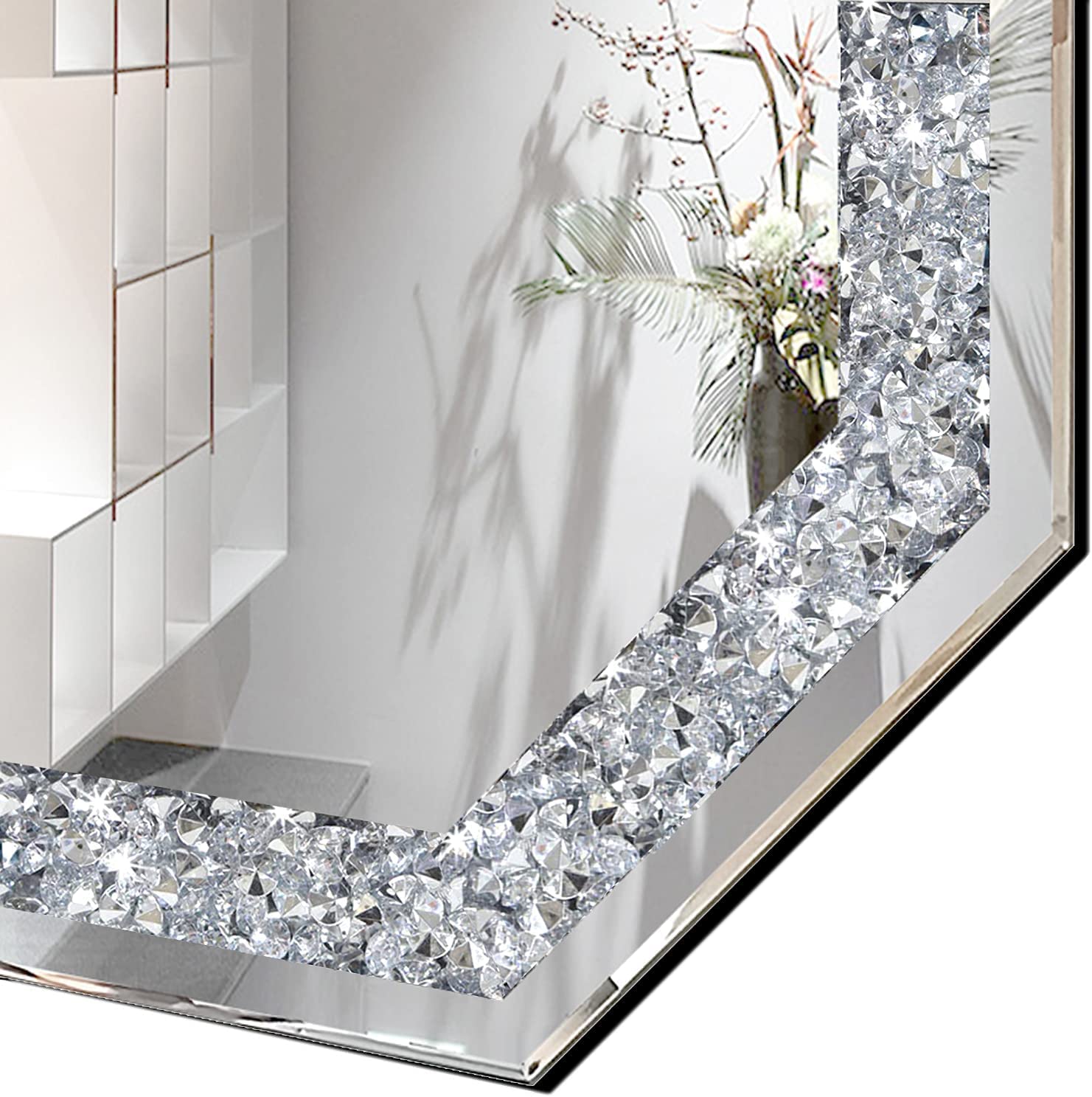 Shiny Diamond Octagonal Crystal Wall Mirror thumbnail Shiny Diamond Octagonal Crystal Wall Mirror thumbnail