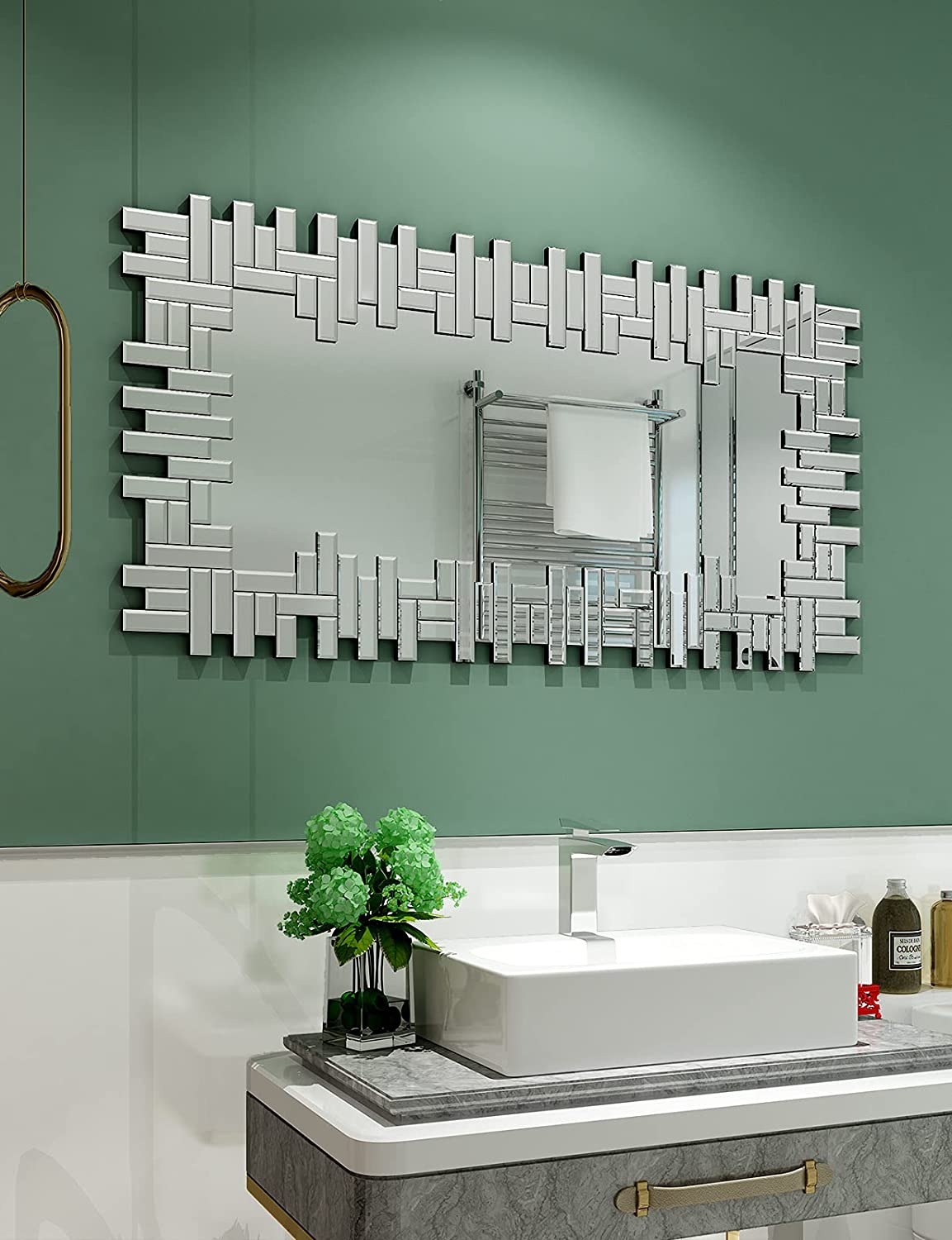 Venetian Modern Wall Mirror Horizontal 48X24 Inches