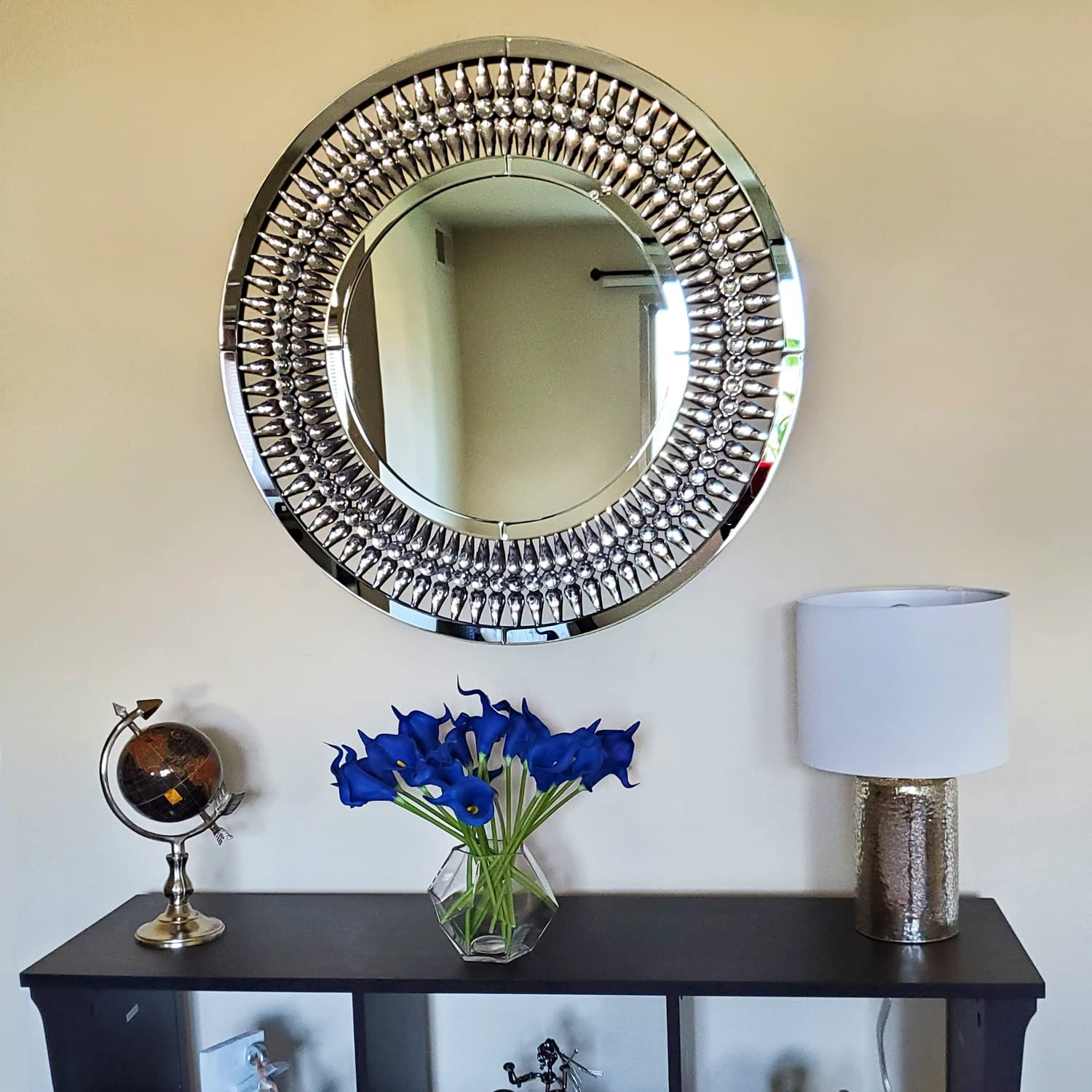  Round Venetian Mirror Modern Glass Design (31.5 Inch Dia)