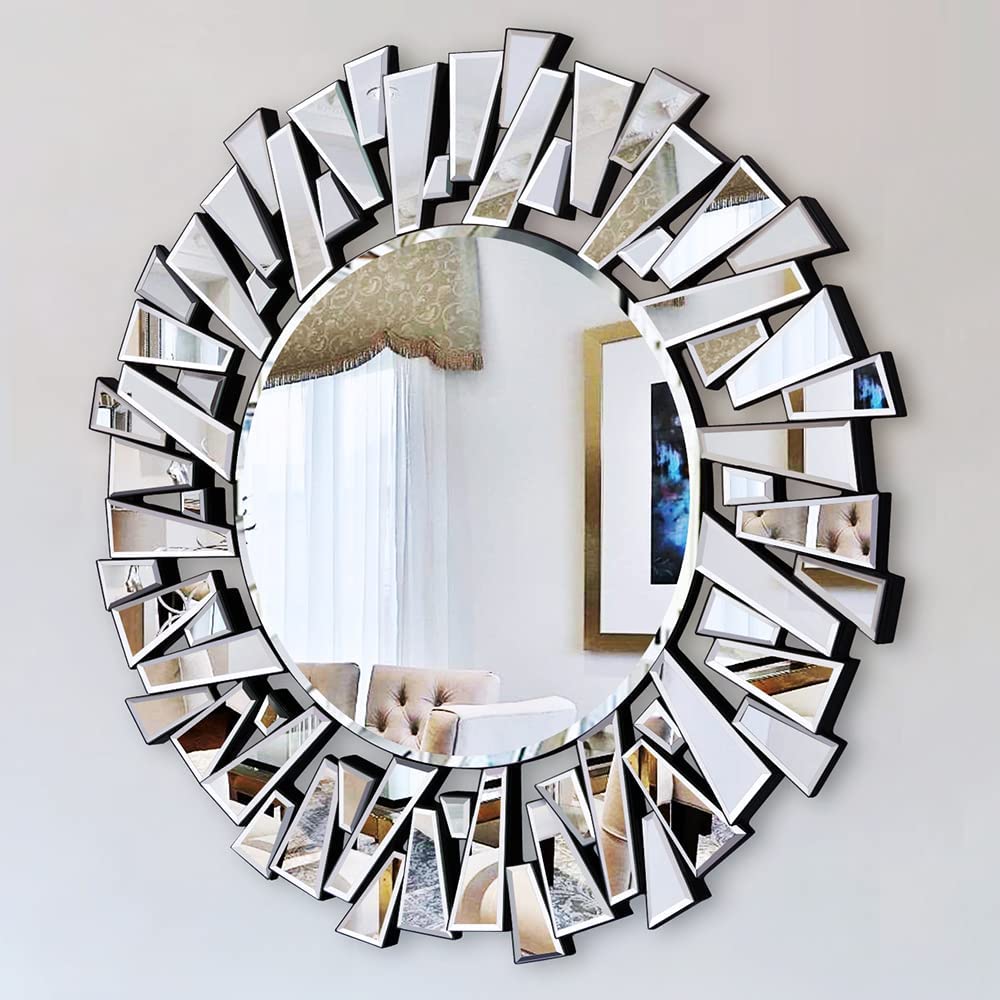 Contemporary Venetian Round Mirror – Perfect Accent Piece (32″ Inch)