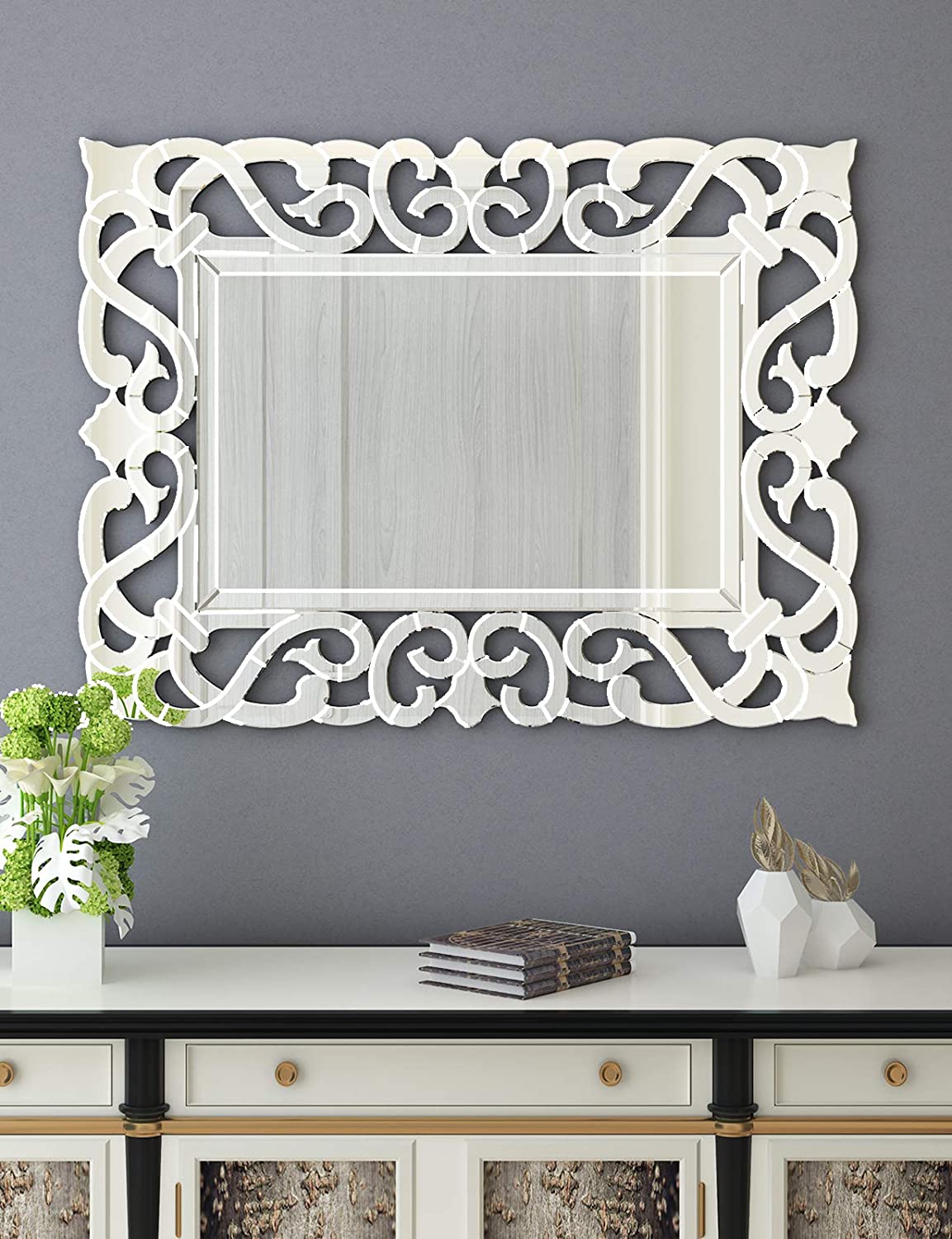 Luxury Home Décor Venetian Crystal Wall Mirror 42X32 inches thumbnail