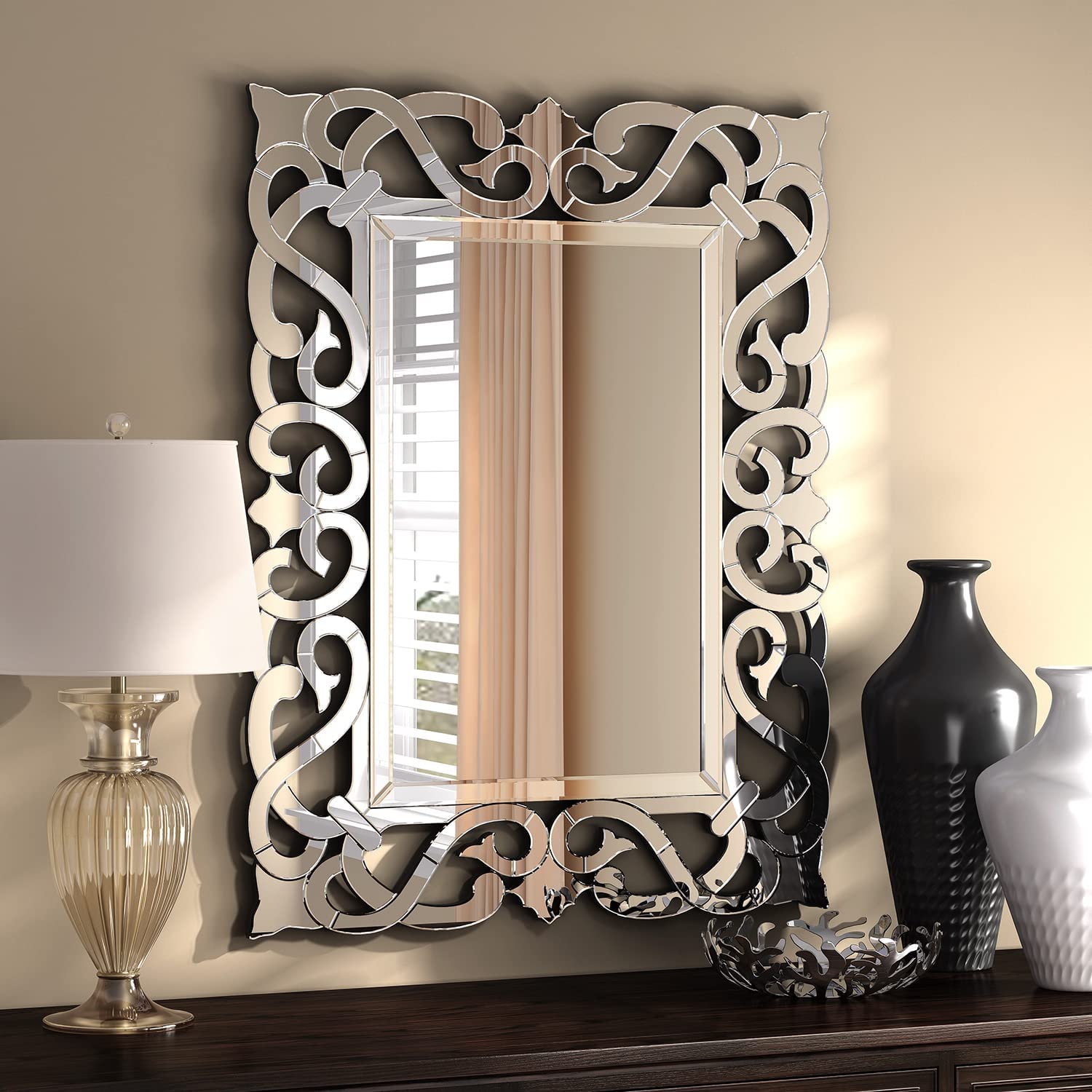 Luxury Home Décor Venetian Crystal Wall Mirror 42X32 inches