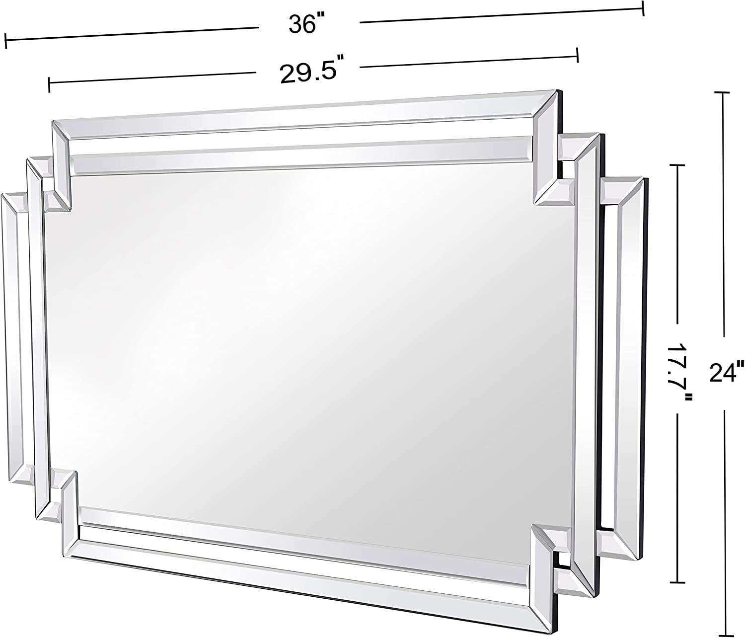  Minimalist Modern Venetian Mirror Rectangular 36X24 Inch thumbnail
