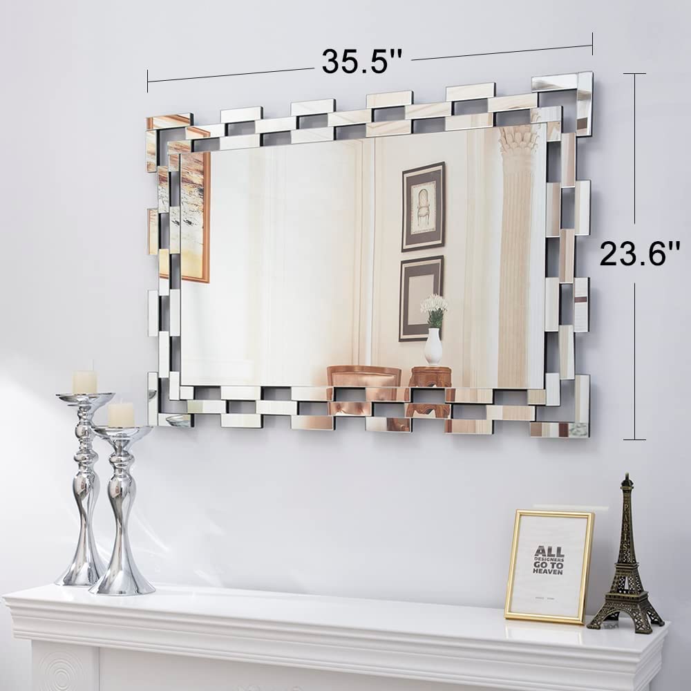  Handcrafted Venetian Modern Mirror 36X24 Stylish Touch thumbnail