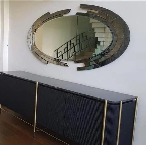 Venetian Design Oval Multi Layered Modern Extra Clear Wall Mirror  36 X 24 Inches thumbnail