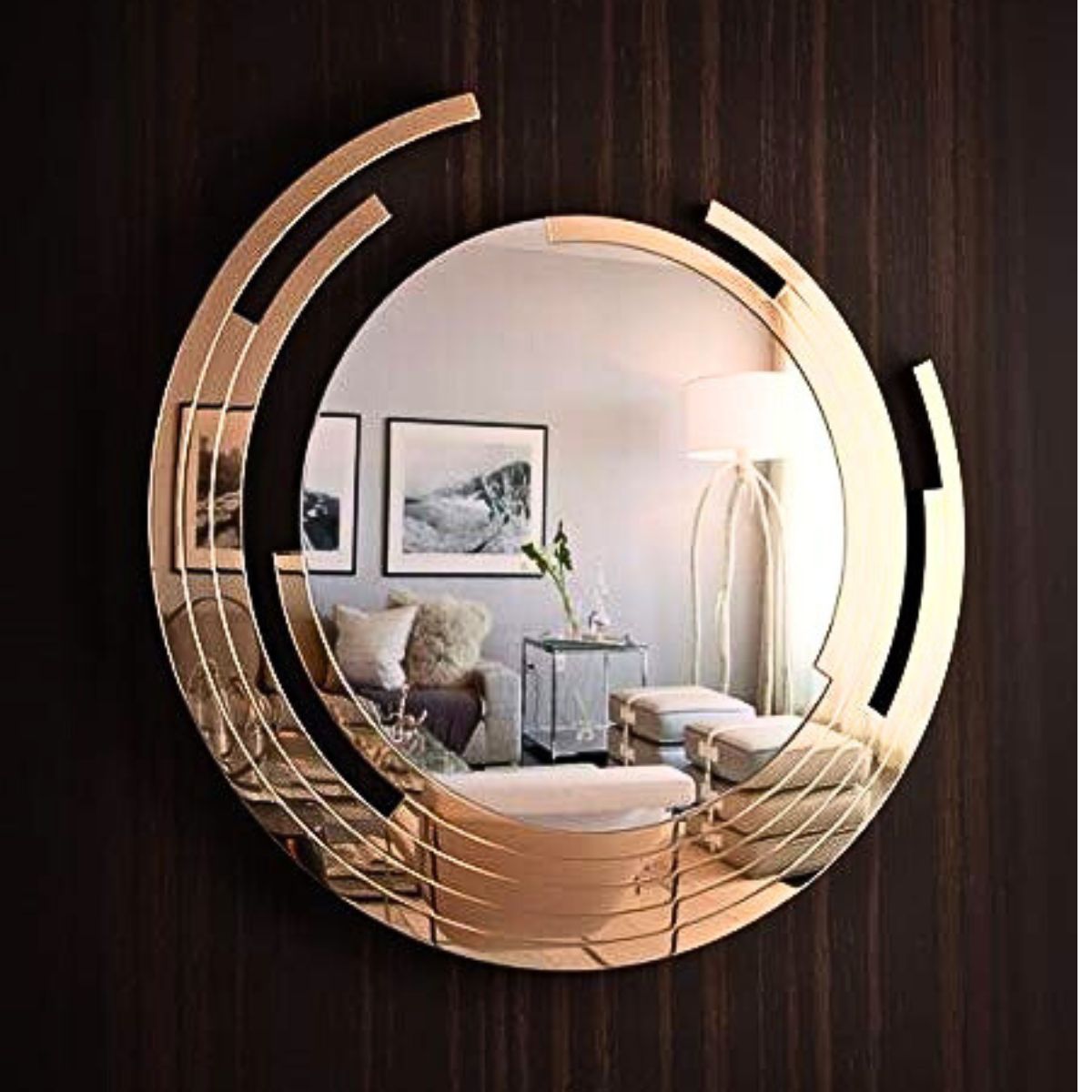 Eclipse Rose Gold Wall Mirror 30 Inches Diameter