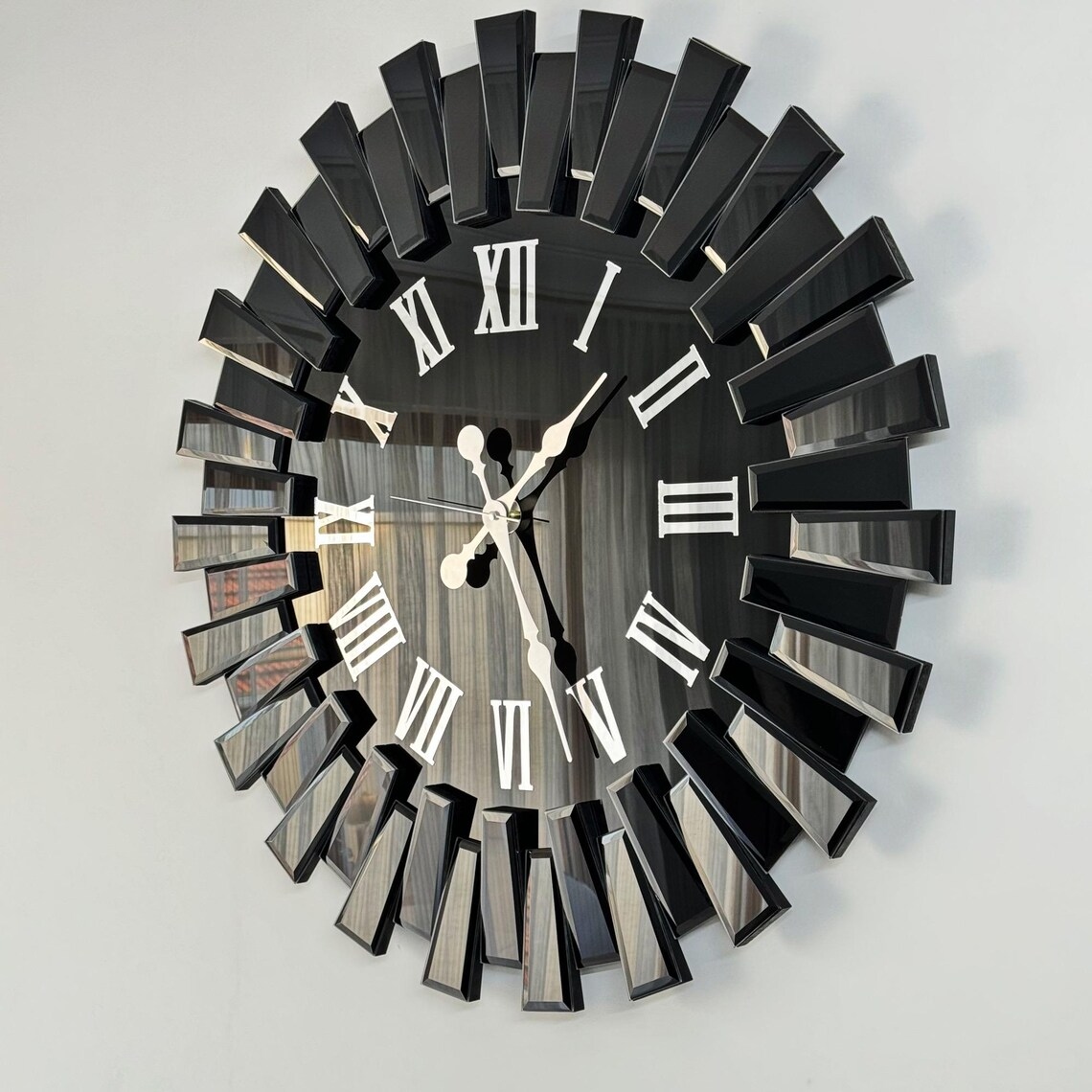 Up down Design Black Mirror Wall Clock thumbnail Up down Design Black Mirror Wall Clock thumbnail