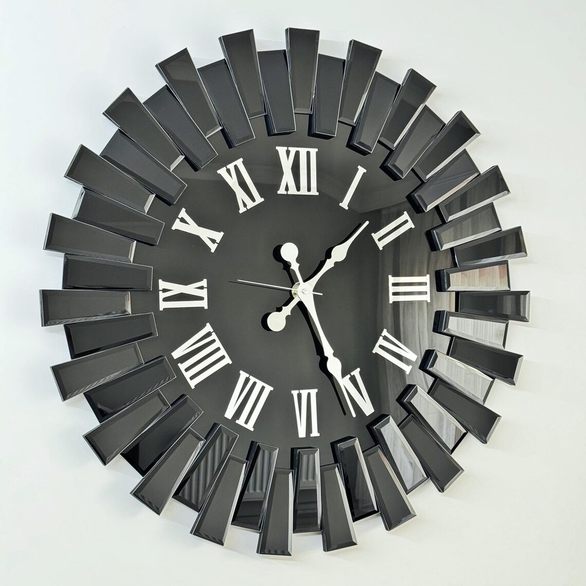 Up down Design Black Mirror Wall Clock