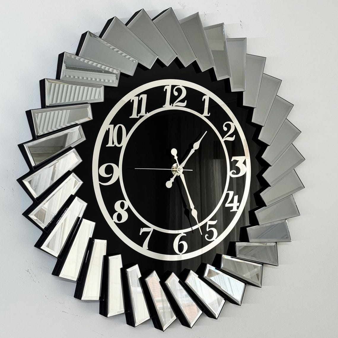 Up tringle Design Silver Mirror Wall Clock