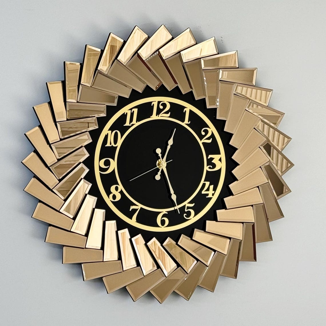Up down Design Bronze Mirror Wall Clock