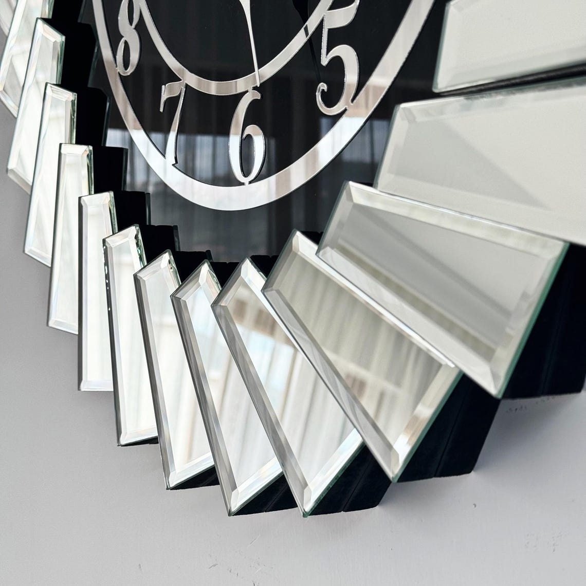 Up tringle Design Silver Mirror Wall Clock thumbnail