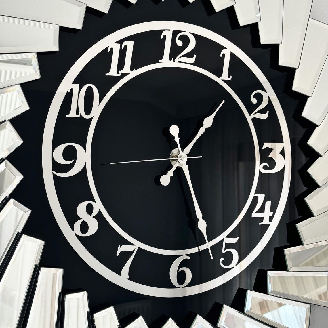 Up tringle Design Silver Mirror Wall Clock thumbnail