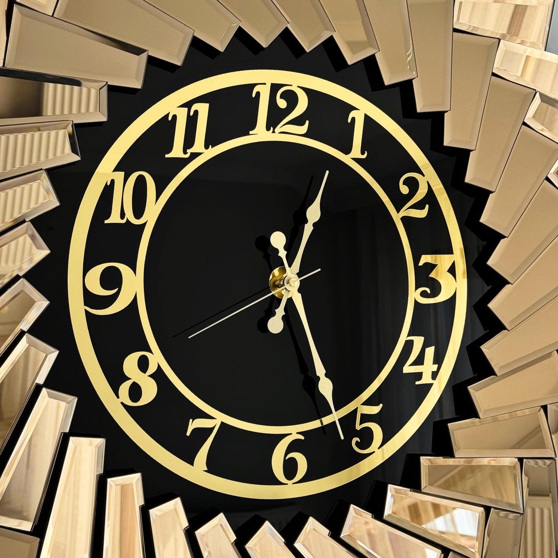 Up down Design Bronze Mirror Wall Clock thumbnail Up down Design Bronze Mirror Wall Clock thumbnail