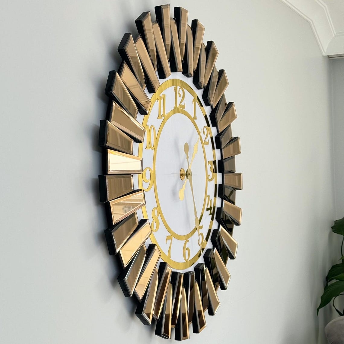 Up Down Design Copper Mirror Wall Clock thumbnail