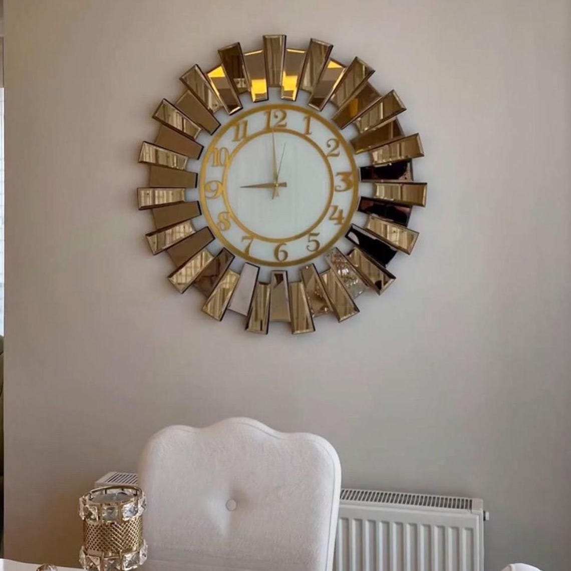 Up Down Design Copper Mirror Wall Clock thumbnail