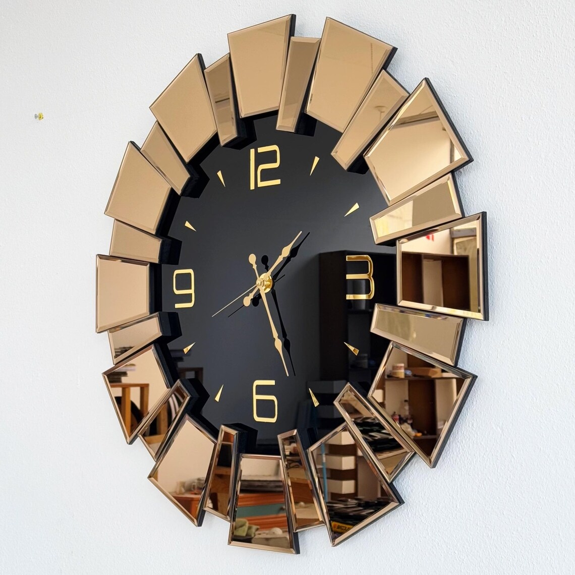 Short Up down Mirror Wall Clock thumbnail