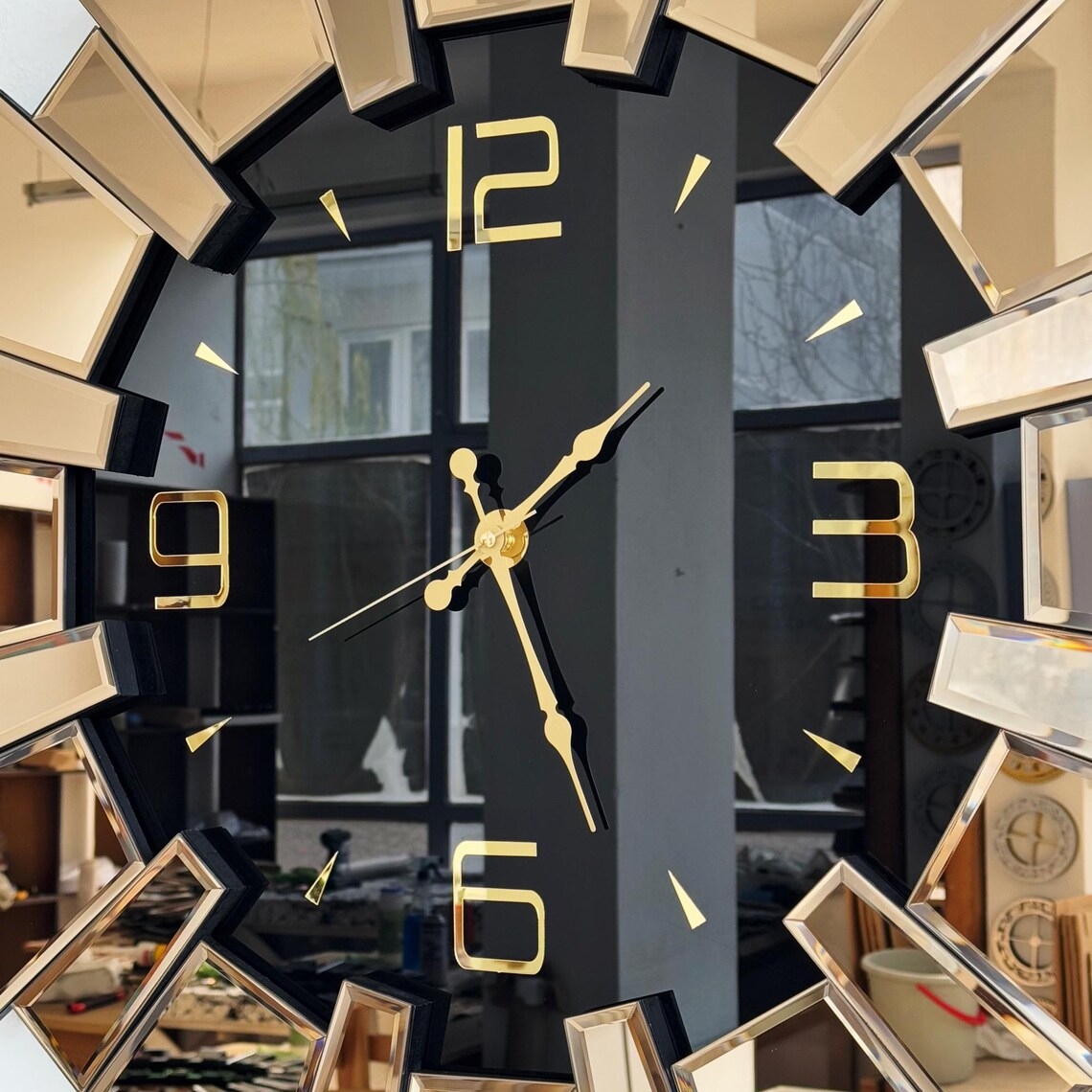 Short Up down Mirror Wall Clock thumbnail