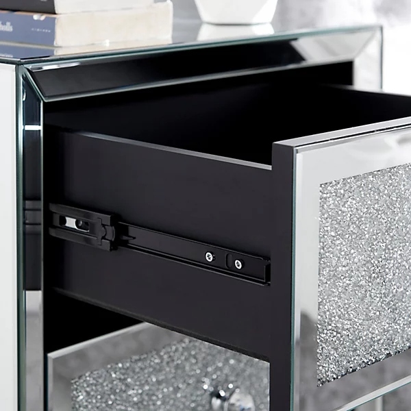 Glam Crystal Mirrored 3-Drawer Bedside Table thumbnail Glam Crystal Mirrored 3-Drawer Bedside Table thumbnail