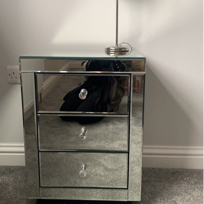 Modern Glam 3-Drawer Mirrored Side Table thumbnail