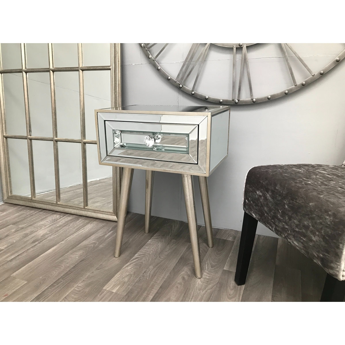 Glamour Glow Mirrored Side Table