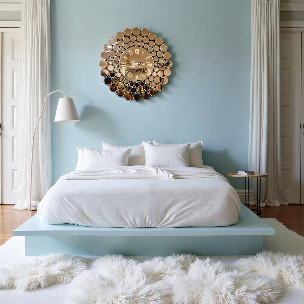 Mirror Wall Clock Round Circle Style Copper thumbnail