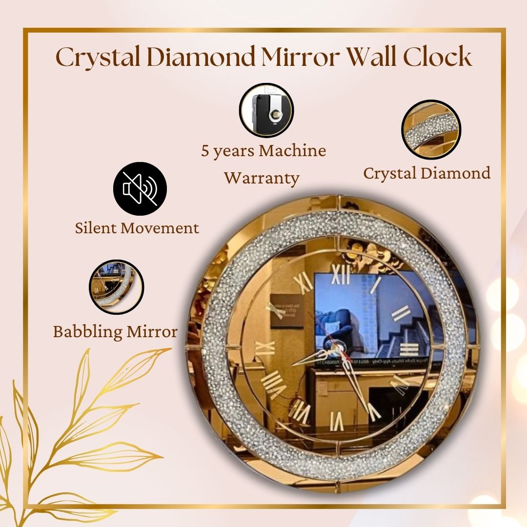 Diamond Ring Shape Round Mirror Wall Clock thumbnail