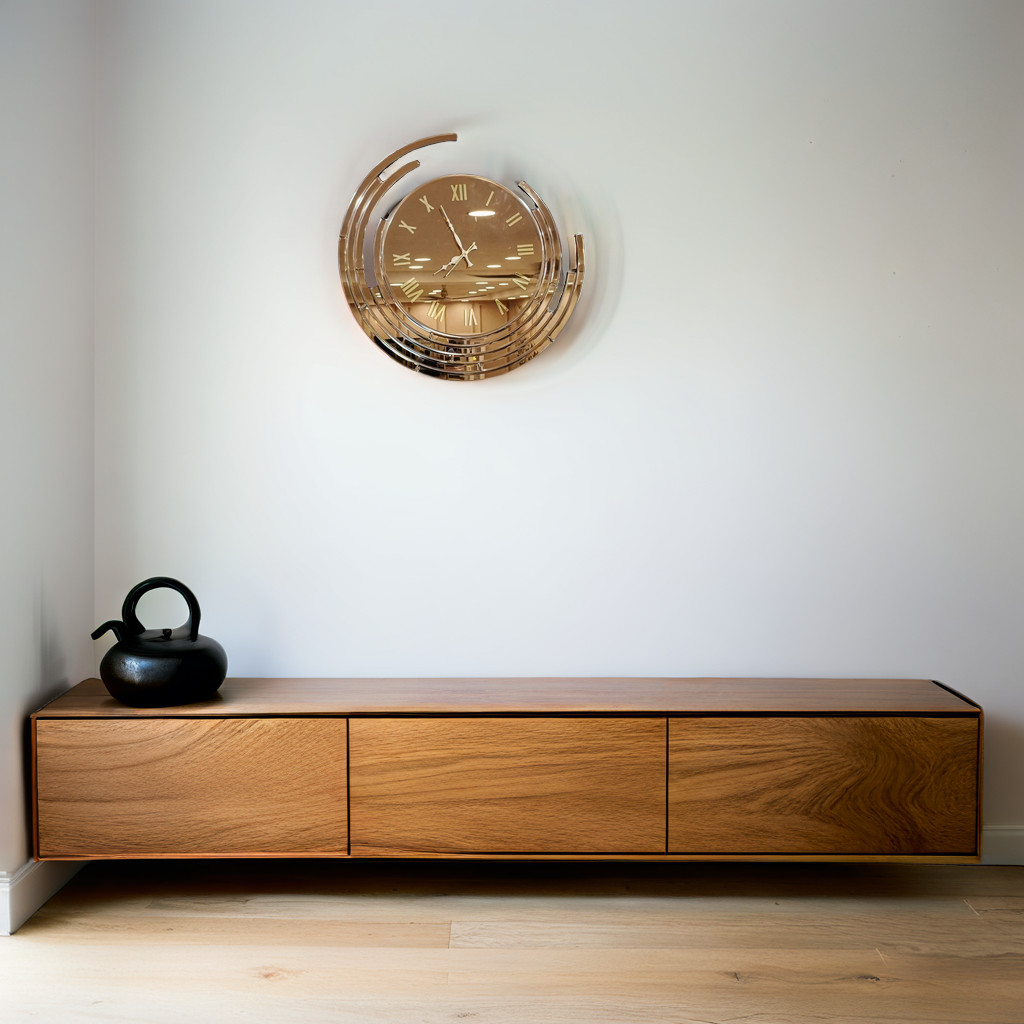 Half Moon Mirror Wall Clock Eclipse Style thumbnail