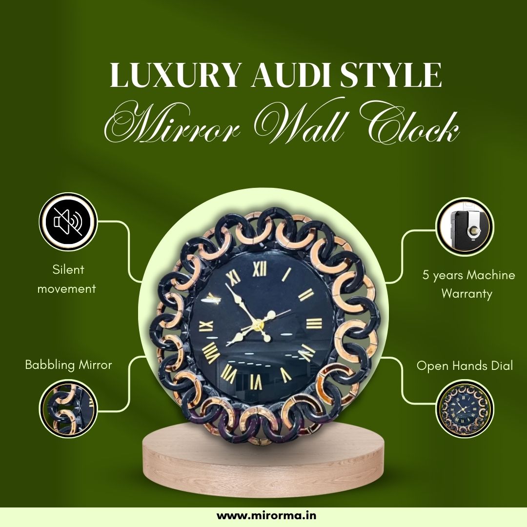 Unique Audi Rings Style Mirror Wall Clock thumbnail Unique Audi Rings Style Mirror Wall Clock thumbnail
